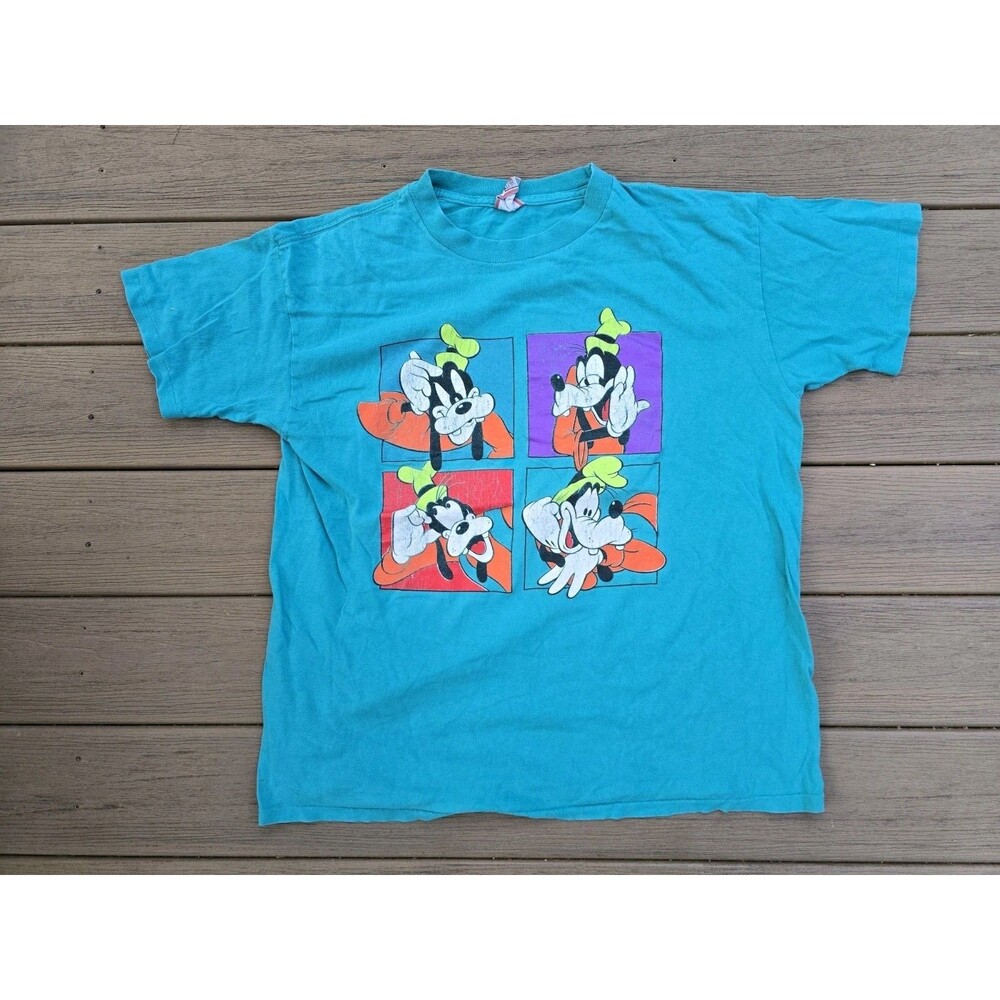 Vintage 90s Disney Designs Goofy Expressions Y2K Short Sleeve T-Shirt Size L /XL